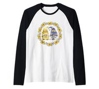 Unique Sunflower GNOME Graphic For Spring and Summer Floral Camiseta Manga Raglan
