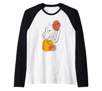 Unique Tiger Line Art Aesthetic For Women and Tiger Lover Camiseta Manga Raglan