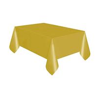 Unique UK 50327 - Cubierta Rectangular de plástico para Mesa (54 x 108 Pulgadas), Color Dorado
