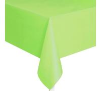 Unique UK - Mantel Rectangular de plástico de Plegado Corto (137 cm x 274 cm), Color Verde Lima Liso, Mantel Elegante y Duradero para Fiestas, Eventos y Uso doméstico