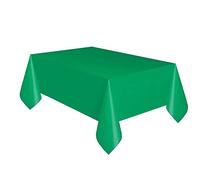 Unique UK - Mantel Rectangular de plástico de Pliegue Corto (137 cm x 274 cm), Color Verde Esmeralda Liso, Mantel Elegante y Duradero para Fiestas, Eventos y Uso doméstico