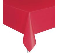 Unique UK - Mantel Rectangular de plástico para Mesa (137 cm x 274 cm), Color Rojo rubí Liso, 1 Unidad, Elegante y Duradero para Fiestas, Eventos y Uso doméstico