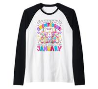 Unique Unicorn Birthday Gnomes For Women Born In January Camiseta Manga Raglan