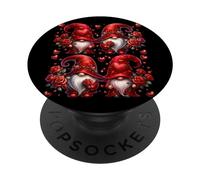Unique Valentines GNOME Graphic For Women Floral Rose Heart PopSockets PopGrip Adhesivo