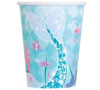 Unique- Vasos de Papel-266 ml-Fiesta de Sirena-Paquete de 8, Multicolor (82227)