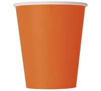 Unique- Vasos de Papel sin Plástico-266 ml Naranja-14 Unidades (Paquete de 1), Color orange (32246EU)
