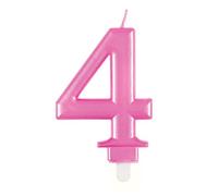 Unique- Vela Cumpleaños Metálico - Número 4 - Rosa, Color pink, 7 centimeters (19604)