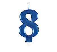 Unique- Vela Cumpleaños Metálico - Número 8 - Azul, Color blue, 7 centimeters (19618)