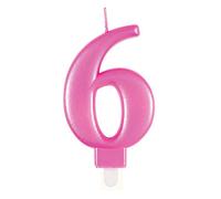 Unique Vela de cumpleaños 19606, número 6-3.5 pulgadas, rosa, metálico, 1 unidad