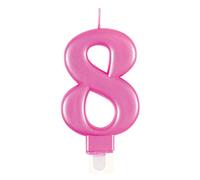 Unique Vela de cumpleaños 19608, número 8-3.5 pulgadas, rosa, metálico, 1 unidad