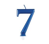 Unique Vela de cumpleaños 19617, número 7-3.5 pulgadas, azul | metálico | 1 unidad