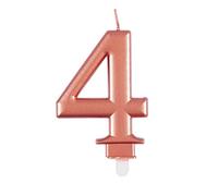 Unique Vela de cumpleaños 19624, número 4-3.5 pulgadas, oro rosa, metálico, 1 unidad, color rosa