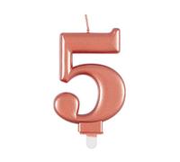 Unique Vela de cumpleaños 19625, número 5-3.5 pulgadas, oro rosa, metálico, 1 unidad, color rosa