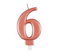 Unique Vela de cumpleaños 19626, número 6-3.5 pulgadas, oro rosa, metálico, 1 unidad, color rosa