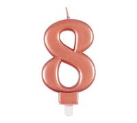 Unique Vela de cumpleaños 19628, número 8-3.5 pulgadas, oro rosa, metálico, 1 unidad, color rosa