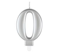 Unique- Vela de Cumpleaños - 8 cm - Color Plata Metálica - 1 Unidad (Paquete de 1), silver (19590)