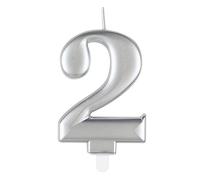 Unique-Vela de Cumpleaños-8 cm-Color Plata Metálica-1 Unidad (Paquete de 1), silver, (19592)