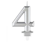 Unique-Vela de Cumpleaños-8 cm-Color Plata Metálica-1 Unidad (Paquete de 1), silver, (19594)