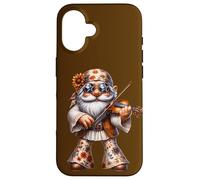 Unique Violin GNOME In Boho Hippie Pants Groovy Flower Power Carcasa para iPhone 16