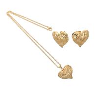 Unique Women's Set Geometric Heart Earrings and Necklace Exquisite Prom Jewelry for Women Fashion Accessory Present