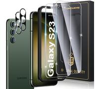 UniqueMe 4 Piezas Protector de Pantalla para Samsung Galaxy S23 Cristal Templado, 2 Piezas Vidrio Templado y 2 Piezas Protector Camara, Anticaída, Anti-Arañazos, Ultra HD,Antihuellas