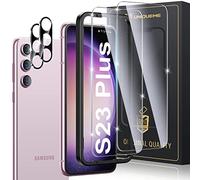 UniqueMe 4 Piezas Protector de Pantalla para Samsung Galaxy S23 Plus Cristal Templado, 2 Piezas Vidrio Templado y 2 Piezas Protector Camara, Anticaída, Anti-Arañazos, Ultra HD,Antihuellas