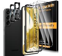 UniqueMe 5 Piezas Protector de Pantalla para Samsung Galaxy S22 Cristal Templado, 3 Piezas Vidrio Templado y 2 Piezas Protector Camara, Anticaída, Anti-Arañazos, Ultra HD,Antihuellas