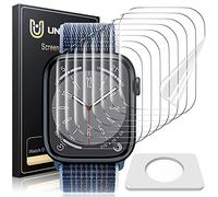 UniqueMe 8 Pack Protector de Pantalla para Apple Watch Series 9/8/7 45 mm,TPU Film HD Flexible Protector, HD Transparente, Sin Burbujas