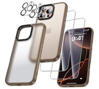 UniqueMe Compatible con iPhone 16 Pro Max Funda, 5-en-1 Set Case Compatible con iPhone 16 Pro Max Case Cover Protection,1 Funda & 2 Protector Pantalla & 2 Protector de Cámara - Oro Mate