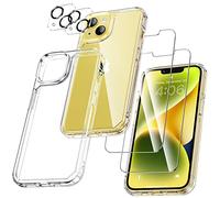 UniqueMe Para iPhone 14 Funda, 5-en-1 Set Case Para iPhone 14 Case Cover Protection,1 Funda & 2 Protector Pantalla & 2 Protector de Cámara - Transparente