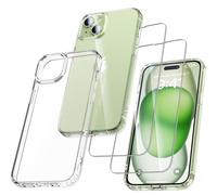 UniqueMe Para iPhone 15 Funda, Set Case para iPhone 15 Case Cover Protection,1 Funda & 2 Protector Pantalla - Transparente
