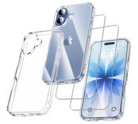 UniqueMe Para iPhone 17 Funda, Set Case para iPhone 17 Case Cover Protection,1 Funda & 2 Protector Pantalla - Transparente