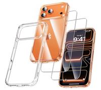 UniqueMe Para iPhone 17 Pro Funda - 3-en-1 Set Case para iPhone 17 Pro Case Cover Protection -1 Funda & 2 Protector Pantalla - Transparente
