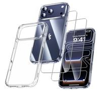 UniqueMe Para iPhone 17 Pro MAX Funda - 3-en-1 Set Case para iPhone 17 Pro MAX Case Cover Protection -1 Funda & 2 Protector Pantalla - Transparente