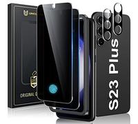 UniqueMe para Samsung Galaxy S23 Plus Privacy Screen Protector, 【Compatible con huellas dactilares ultrasónicas】[2+2 piezas] Vidrio templado 9H y protector de lente de cámara para S23+/S23 Plus 6.6