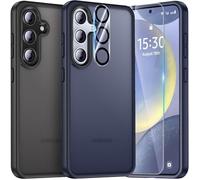 UniqueMe Para Samsung Galaxy S24 Funda, 5-en-1 Set Case Para Samsung Galaxy S24 Case Cover Protection,1 Funda & 2 Protector Pantalla & 2 Protector de Cámara - Azul Mate