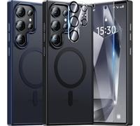 UniqueMe Para Samsung Galaxy S24 Ultra Funda, 5-en-1 Set Case Para Samsung Galaxy S24 Ultra Case Cover Protection,1 Funda & 2 Protector Pantalla & 2 Protector de Cámara - Negro Mate