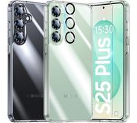 UniqueMe Para Samsung Galaxy S25 Plus Funda, 5-en-1 Set Case para Samsung Galaxy S25 Plus Case Cover Protection,1 Funda & 2 Protector Pantalla & 2 Protector de Cámara - Transparente