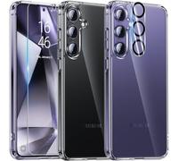 UniqueMe Para Sasmung Galaxy S24 Funda, 5-en-1 Set Case Para Sasmung Galaxy S24 Case Cover Protection,1 Funda & 2 Protector Pantalla & 2 Protector de Cámara - Transparente