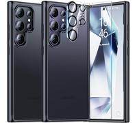 UniqueMe Para Sasmung Galaxy S24 Ultra Funda, 5-en-1 Set Case Para Sasmung Galaxy S24 Ultra Case Cover Protection,1 Funda & 2 Protector Pantalla & 2 Protector de Cámara - Negro