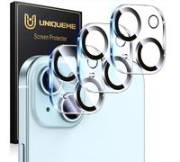 UniqueMe Protector Cámara para iPhone 15/iPhone 15 Plus - 3 Unidades, Ultra HD Clara, Anti-Arañazos, Ultra Resistente, Cristal Vidrio Templado 9H