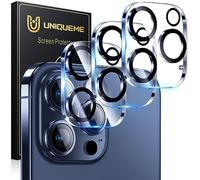 UniqueMe Protector Cámara para iPhone 15 Pro/15 Pro Max - 3 Unidades, Ultra HD Clara, Anti-Arañazos, Ultra Resistente, Cristal Vidrio Templado 9H