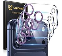 UniqueMe Protector Cámara para iPhone 17 Pro Max - Ultra HD Clara, Anti-Arañazos, Ultra Resistente, Cristal Vidrio Templado 9H, 3 Unidades -Morado Oscuro