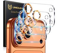 UniqueMe Protector de lente de cámara para iPhone 17 Pro Max, paquete de 3 protectores de lente de cámara de vidrio templado Ultra HD [compatible con fundas] [resistente a los arañazos] [modo de
