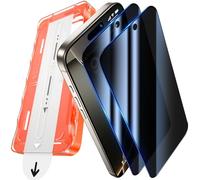 UniqueMe Protector de pantalla de privacidad para iPhone 16 Pro Max, paquete de 2 [protector de pantalla antiespía] [eliminación automática de polvo] 6.9 pulgadas, cobertura completa 9H, vidrio