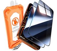 UniqueMe Protector de pantalla de privacidad para iPhone 17 Pro, paquete de 2 [eliminación automática de polvo] Protector de pantalla de vidrio templado de cobertura completa 9H, antiespía, sin