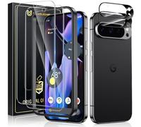 UniqueMe Protector de pantalla para Google Pixel 10 Pro XL - Paquete de 2 + 2 protectores de pantalla de vidrio templado + protector de lente de cámara 【Soporte de huellas dactilares】 Antiarañazos