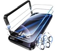 UniqueMe Protector de Pantalla para iPhone 16 Pro - 4 Piezas, 2 Piezas Cristal Templado y 2 Piezas Protector Camara, Anticaída, Anti-Arañazos, Ultra HD,Antihuellas