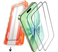 UniqueMe Protector de pantalla para iPhone 17 Pro - Paquete de 2 [fácil de instalar] Protector de pantalla de vidrio templado 9H de 6.3 pulgadas, cobertura completa [sin burbujas] ultra resistente