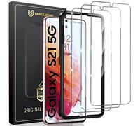 UniqueMe Protector de Pantalla para Samsung Galaxy S21 Cristal Templado, 3 Piezas Vidrio Templado, Anticaída, Anti-Arañazos, Ultra HD, Antihuellas